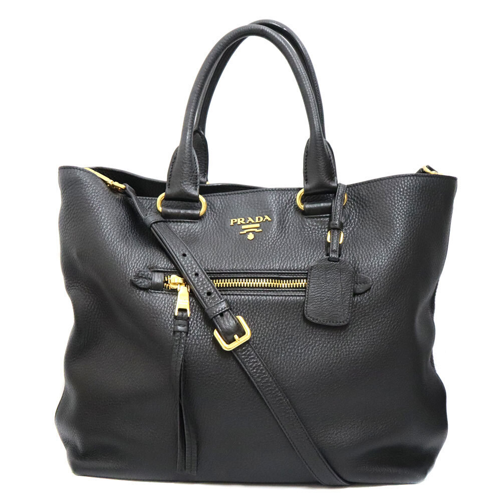 Prada Vitello Phenix Shopping Bag black pebbled calfskin leather